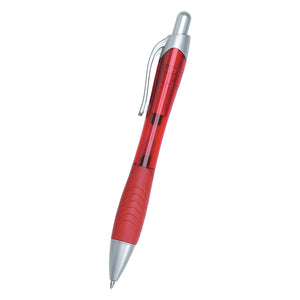 Rio Gel Pen With Contoured Rubber Grip - Translucent Red