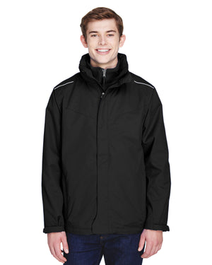 Core365 Men's Tall Region 3-in-1 Jacket with Fleece Liner - Black