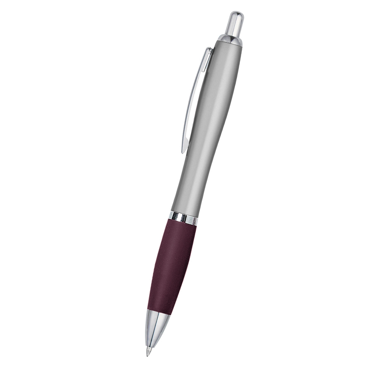 Satin Pen - Silver With Burgandy
