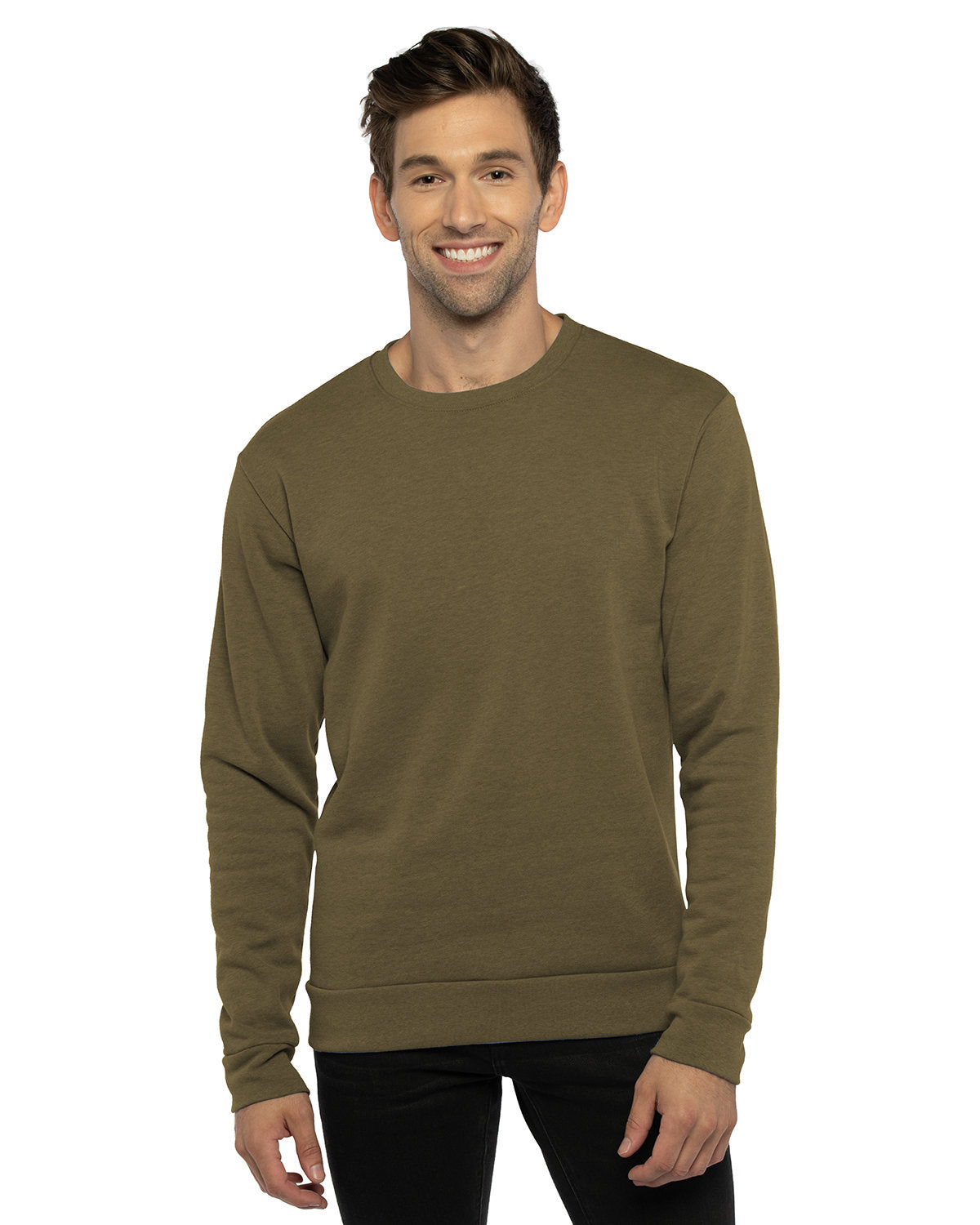 Next Level Apparel Unisex Pullover PCH Crewneck Sweatshirt - Hthr Militry Grn