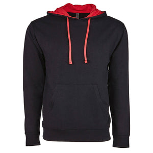 Next Level Unisex Laguna French Terry Pullover Hooded Sweatshirt - Black/ Red