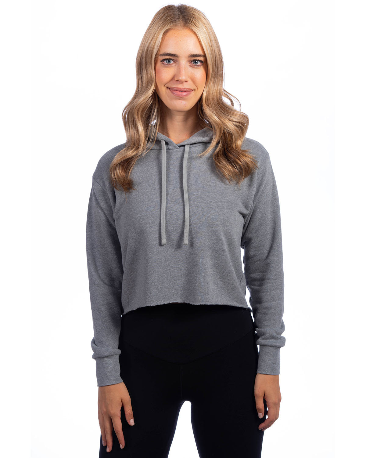 Next Level Apparel Ladies' Cropped Pullover Hooded Sweatshirt - Heather Gray