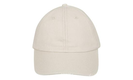 6 Panel Chino Cap with Distressed Peak - Custom Embroidered -