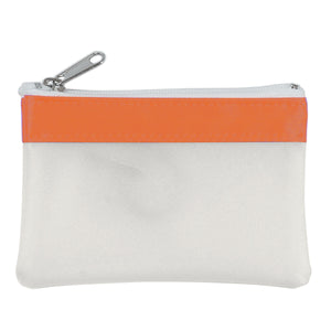 Zippered Coin Pouch - Frost With White & Orange
