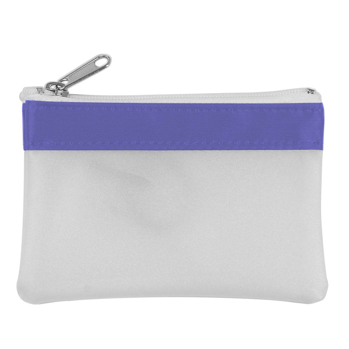 Zippered Coin Pouch - Frost White With Purple