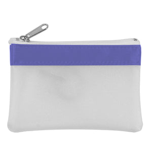 Zippered Coin Pouch - Frost White With Purple