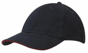 6 Panel Brush Heavy Cotton Sandwich Peak Cap - Custom Embroidered - HP4210 -