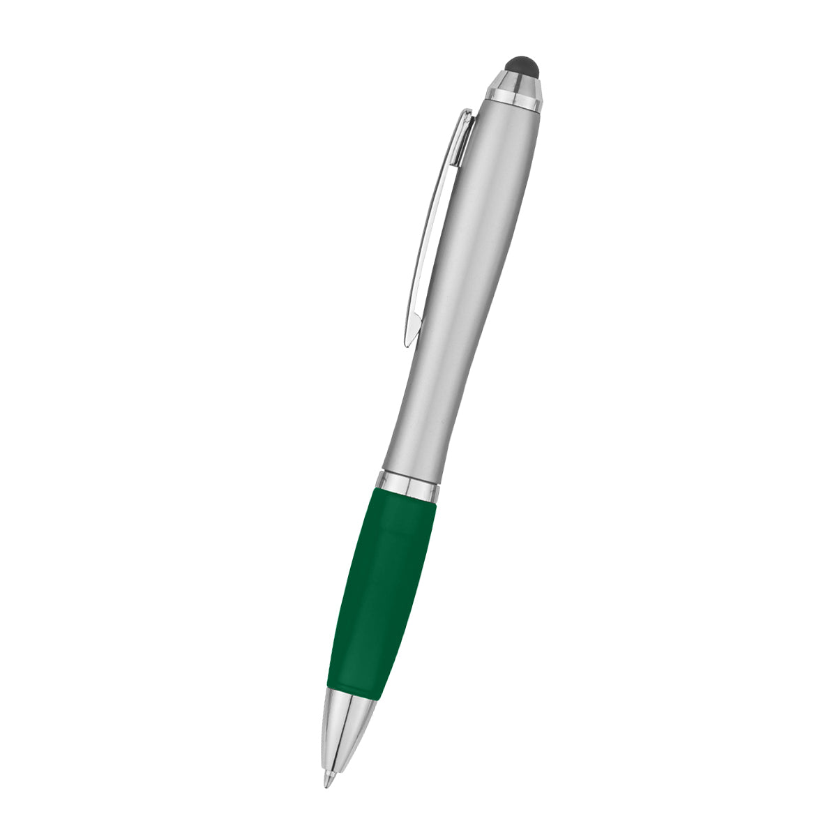 Satin Stylus Pen - Silver With Green