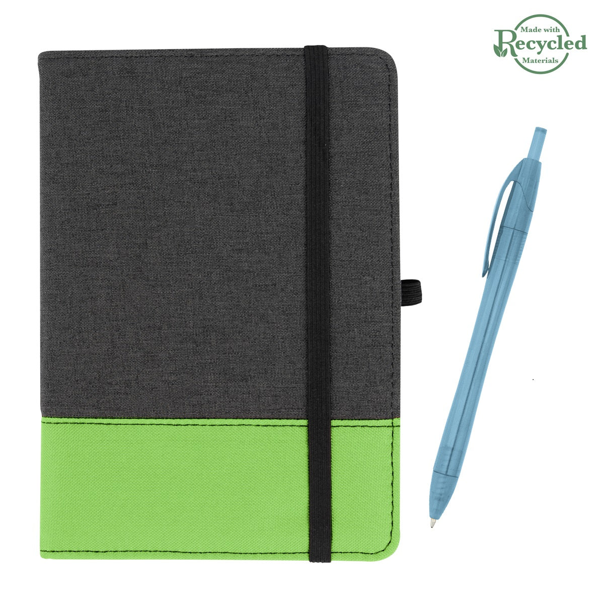 rPET Journal With Pen - Charcoal/Lime/Translucent Teal