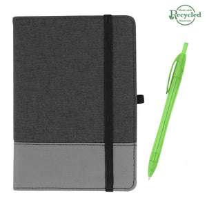 rPET Journal With Pen - Charcoal With Gray/Translucent Green