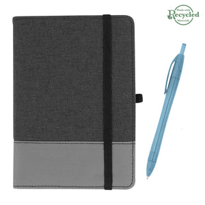 rPET Journal With Pen - Charcoal With Gray/Translucent Teal