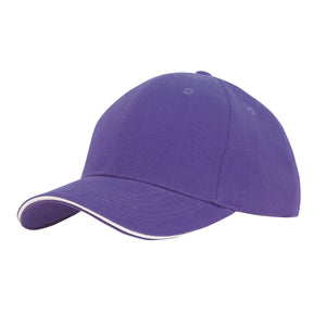 6 Panel Brush Heavy Cotton Sandwich Peak Cap - Custom Embroidered - HP4210 -