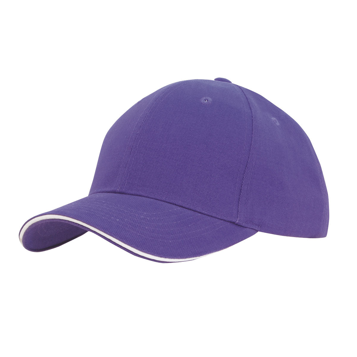 6 Panel Brush Heavy Cotton Sandwich Peak Cap - Custom Embroidered - HP4210 -