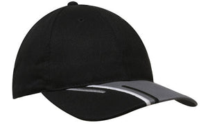 6 Panel Brushed Cotton Cap 3 Colour Peak - Custom Embroidered -