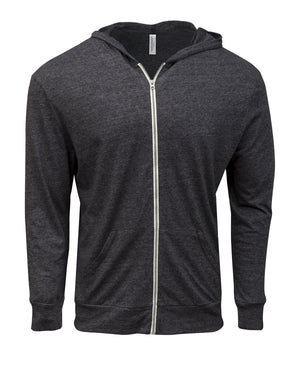 Unisex Triblend Full-Zip Light Hoodie - Black Triblend