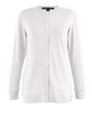 Devon & Jones Ladies' Perfect Fit™ Ribbon Cardigan - White