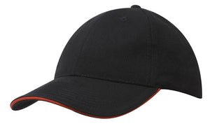 6 Panel Brush Heavy Cotton Sandwich Peak Cap - Custom Embroidered - HP4210 -