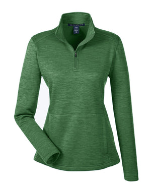 Ladies' Newbury Mélange Fleece Quarter-Zip - Forest Heather