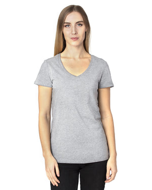 Ladies' Ultimate CVC V-Neck T-Shirt - Heather Grey