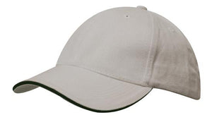 6 Panel Brush Heavy Cotton Sandwich Peak Cap - Custom Embroidered - HP4210 -
