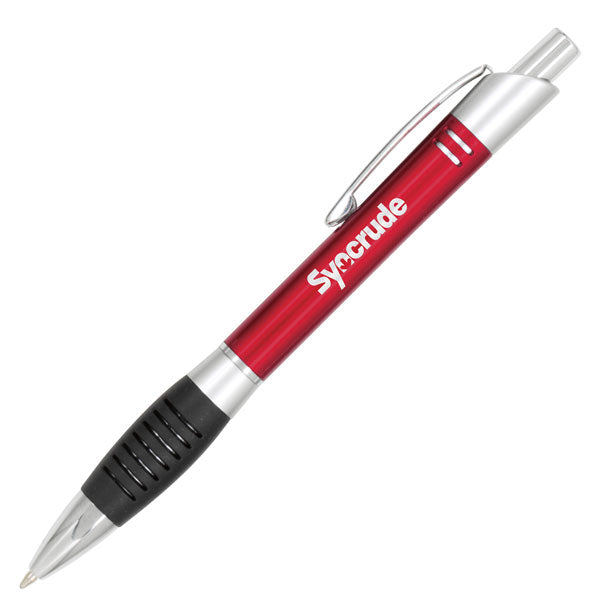 Breeze Plastic Plunger Action Pen with Metal Clip - Red