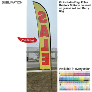 15' Large Feather Flag Kit, Full Colour Graphics, Outdoor Spike base and Bag Included