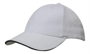 6 Panel Brush Heavy Cotton Sandwich Peak Cap - Custom Embroidered - HP4210 -