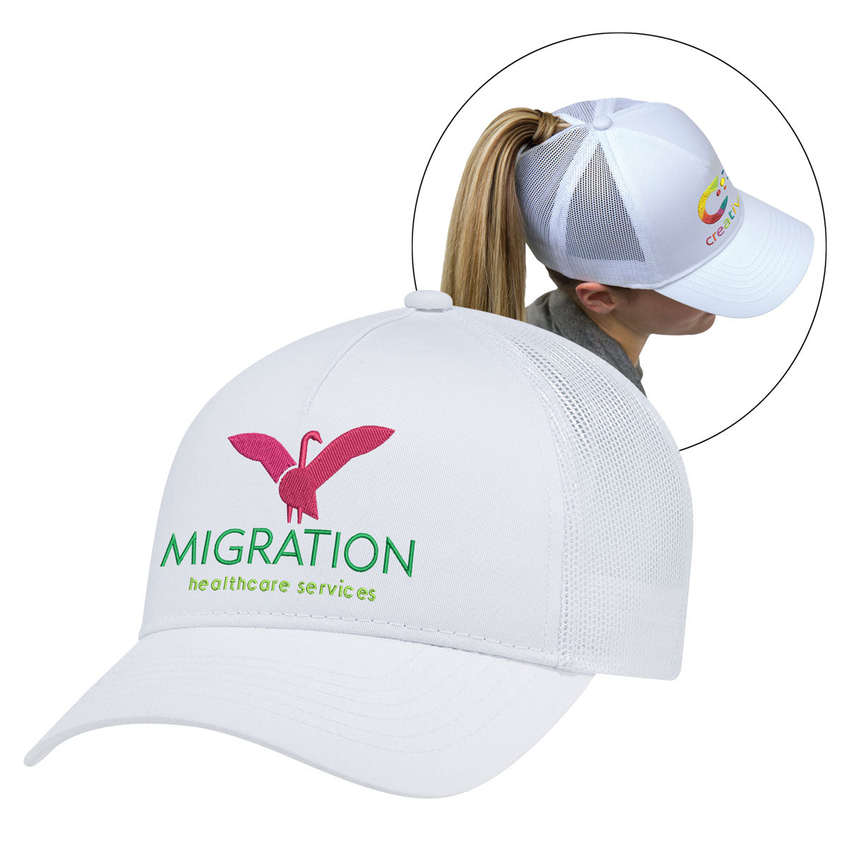 Constructed Full-Fit-Five Mesh Back Cap with Ponytail opening