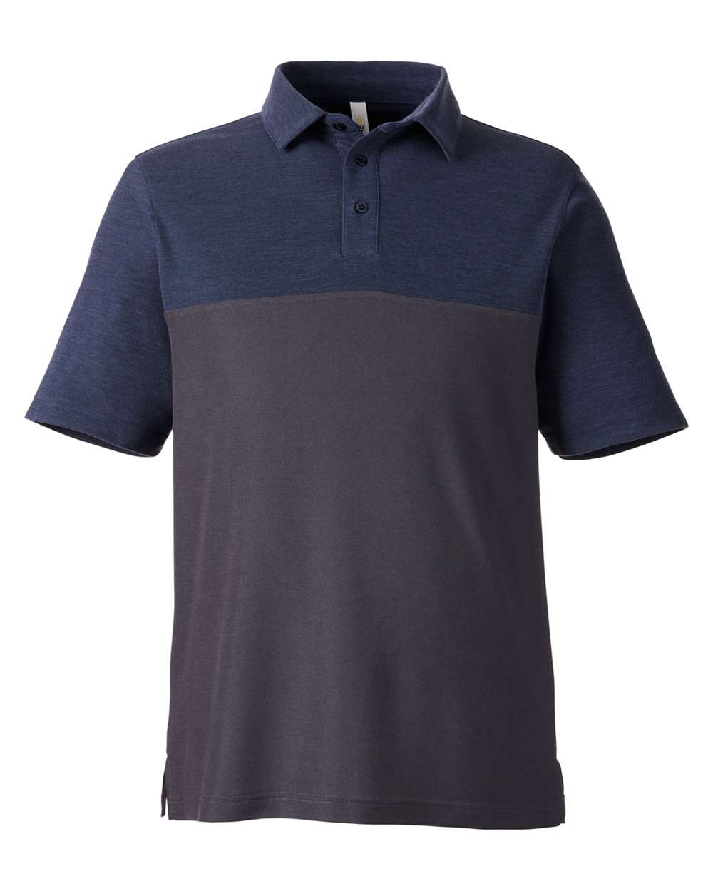 CORE365 Men's Fusion ChromaSoft Colorblock Polo - Carbon/ Classic Navy Heather