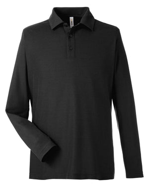 CORE365 Men's Fusion ChromaSoft™ Long-Sleeve Pique Polo - Black