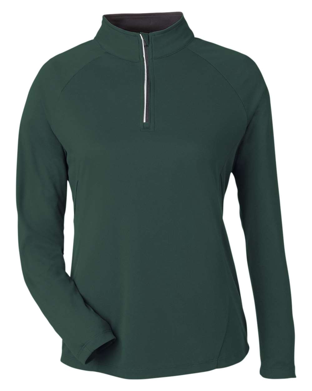 CORE365 Ladies' Origin Performance Pique Quarter-Zip - Forest/ Carbon