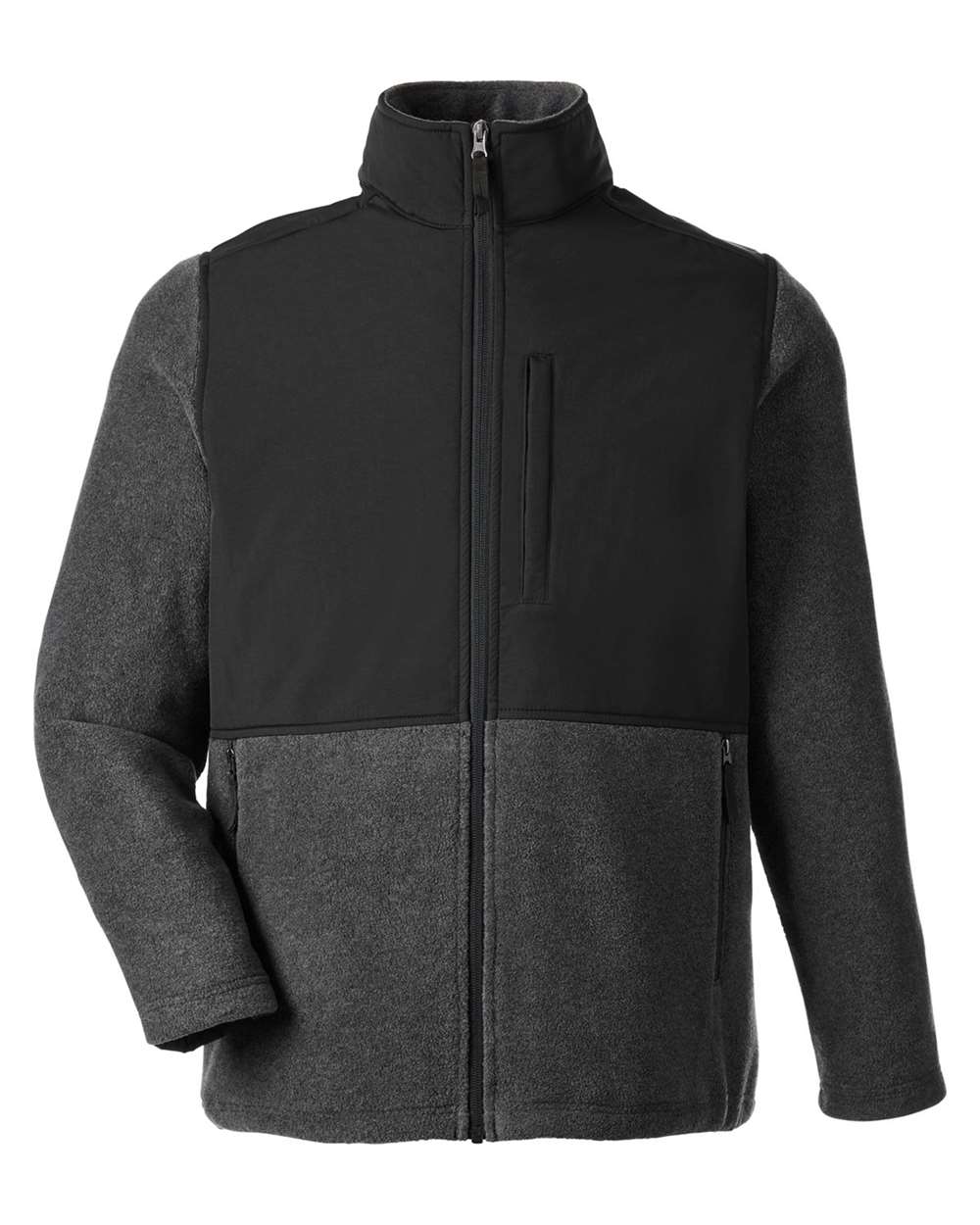 CORE365 Men's Journey Summit Hybrid Full-Zip - Heather Charcoal/ Black