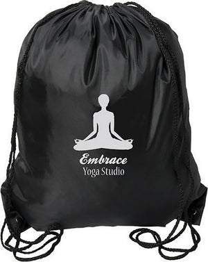 Regular 210 d Drawstring Cinch Bag - Black