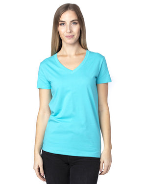 Ladies' Ultimate CVC V-Neck T-Shirt - Pacific Blue