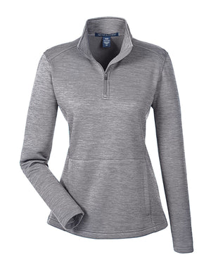 Ladies' Newbury Mélange Fleece Quarter-Zip - Dark Grey Heathr