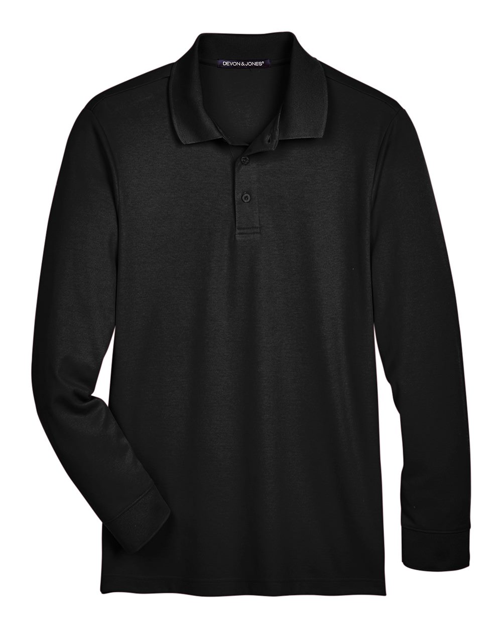 Devon & Jones CrownLux Performance® Men's Plaited Long Sleeve Polo - Black