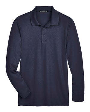 Devon & Jones CrownLux Performance® Men's Plaited Long Sleeve Polo - Navy