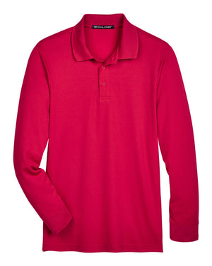 Devon & Jones CrownLux Performance® Men's Plaited Long Sleeve Polo - Red