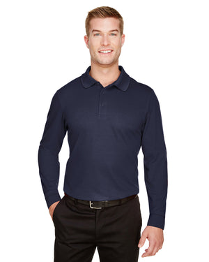 Devon & Jones CrownLux Performance® Tall Plaited Long Sleeve Polo - Navy