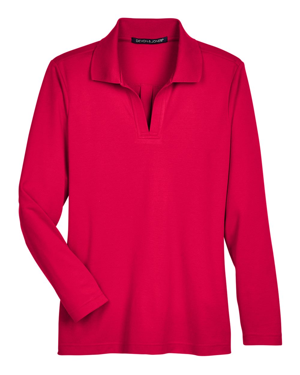 Devon & Jones CrownLux Performance® Ladies' Plaited Long Sleeve Polo - Red