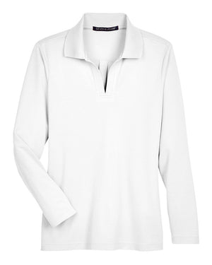 Devon & Jones CrownLux Performance® Ladies' Plaited Long Sleeve Polo - White