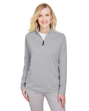 Devon & Jones CrownLux Performance® Ladies' Clubhouse Micro-Stripe Quarter-Zip - Black