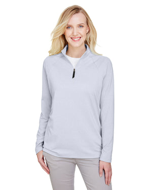 Devon & Jones CrownLux Performance® Ladies' Clubhouse Micro-Stripe Quarter-Zip - Navy
