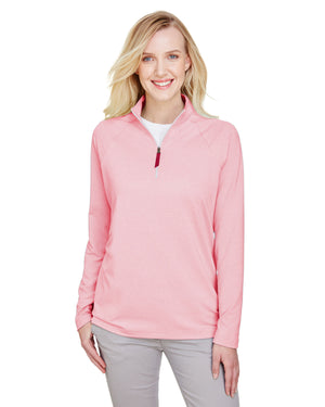 Devon & Jones CrownLux Performance® Ladies' Clubhouse Micro-Stripe Quarter-Zip - Red