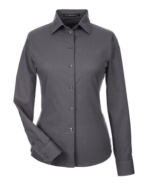 Devon & Jones CrownLux Performance® Ladies' Tonal Mini Check Woven Shirt - Carbon