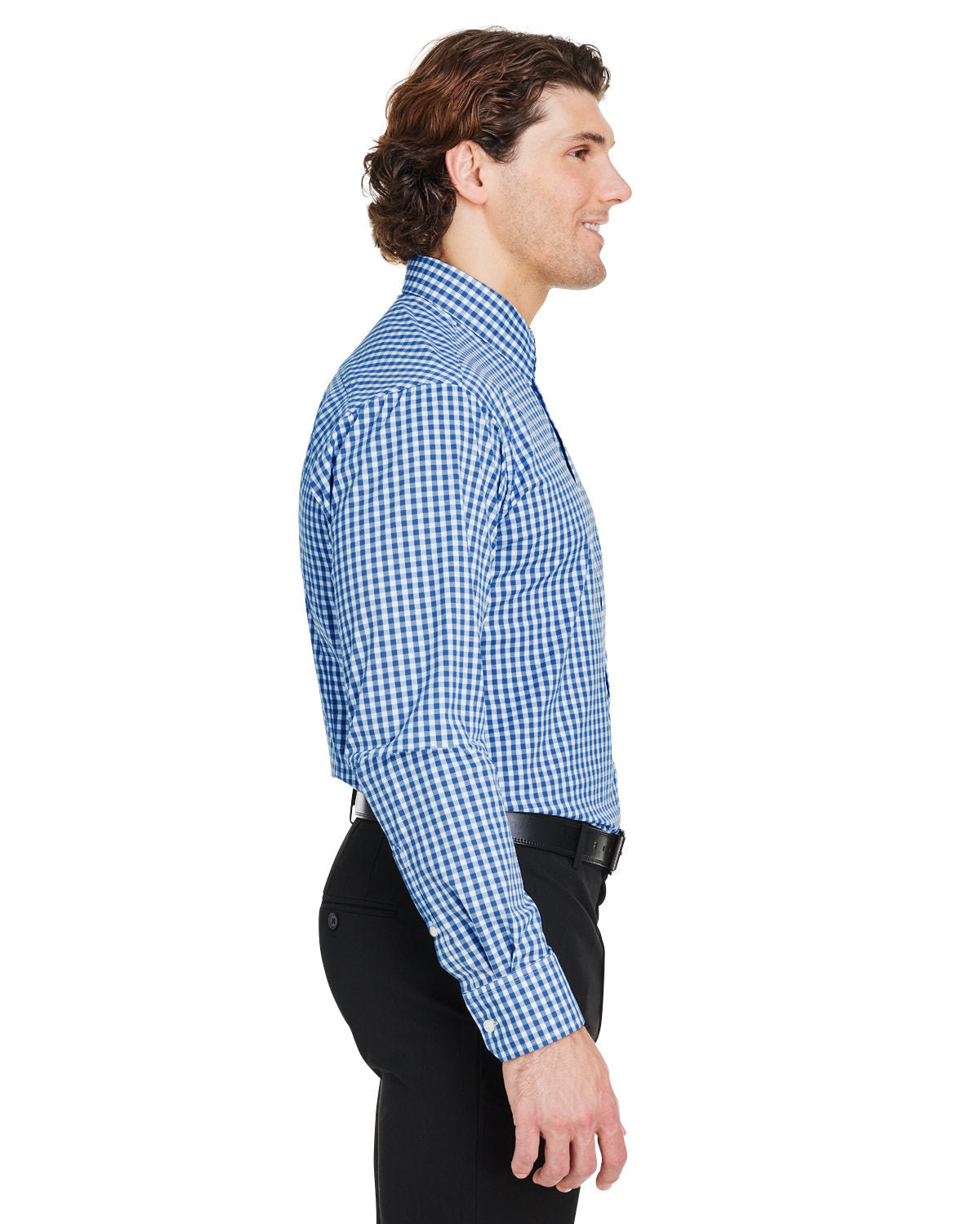 Devon & Jones CrownLux Performance® Men's Gingham Shirt - Side