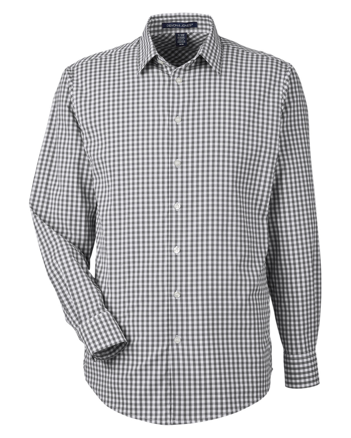 Devon & Jones CrownLux Performance® Men's Gingham Shirt - Graphite/White