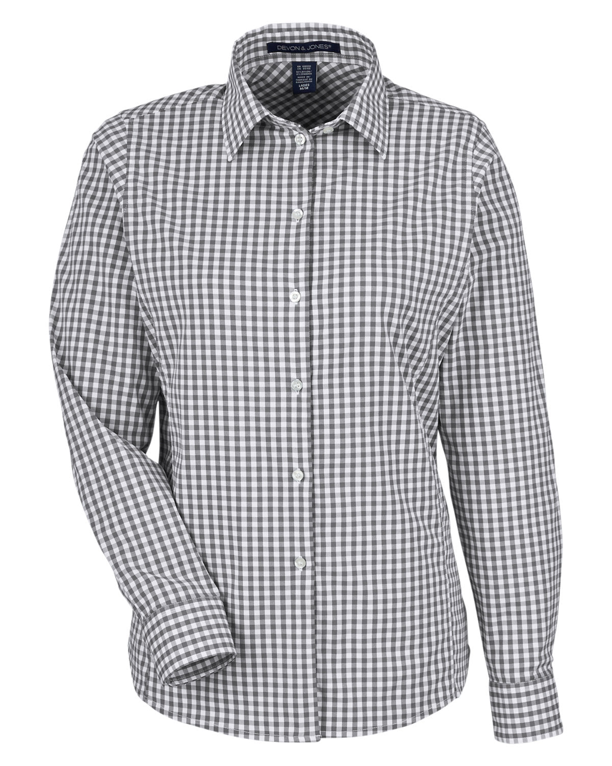 Devon & Jones CrownLux Performance® Ladies' Gingham Shirt - Graphite/White