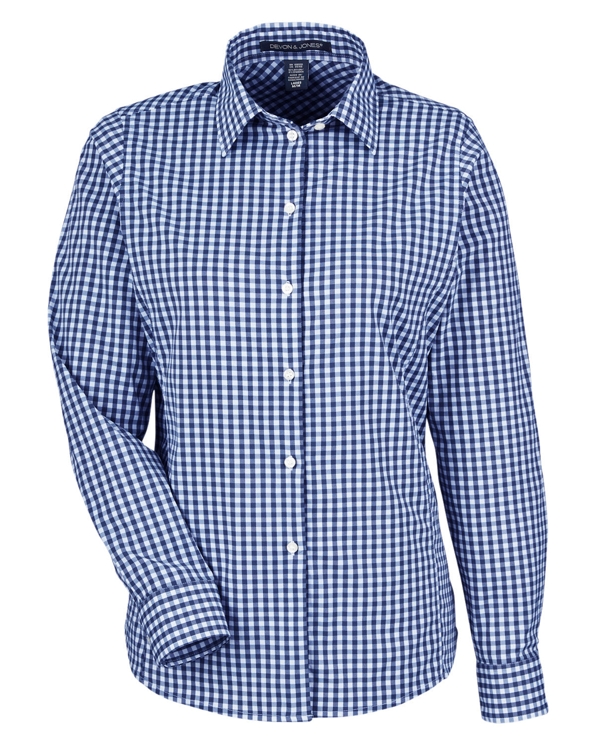 Devon & Jones CrownLux Performance® Ladies' Gingham Shirt - Navy/White