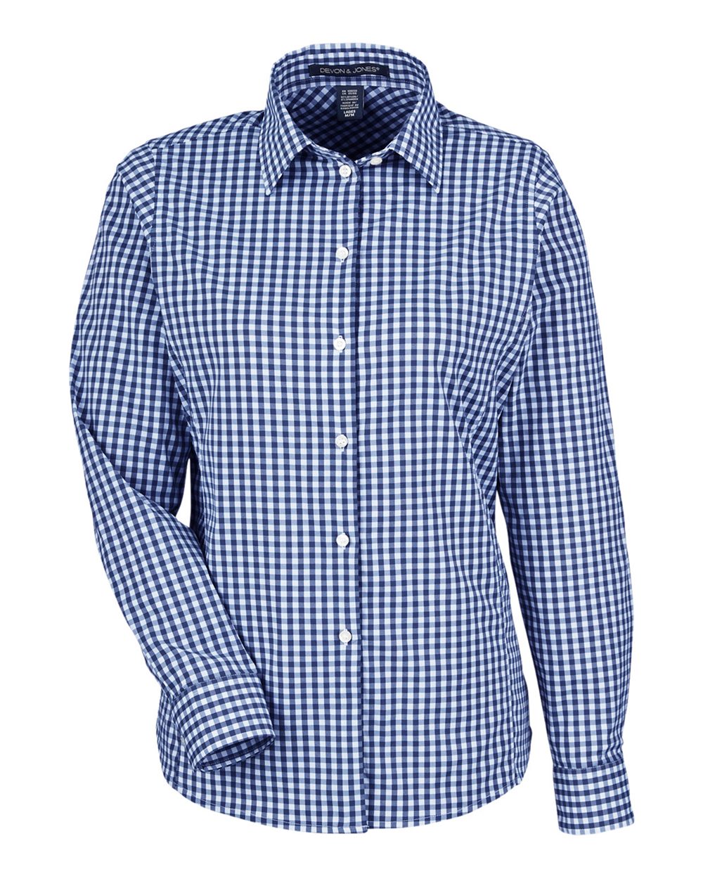 Devon & Jones CrownLux Performance® Ladies' Gingham Shirt - Navy/ White